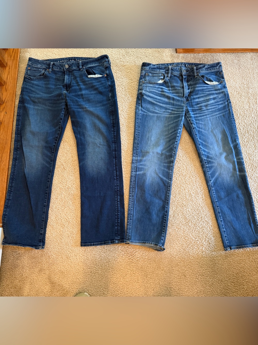 American Eagle Outfitters Men's airflex Blue Washed Straight Jeans (Pair)